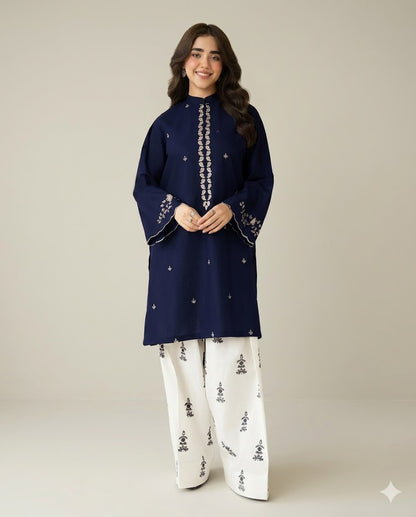 Embroidered Shirt with Patch Trouser 2PC Suit