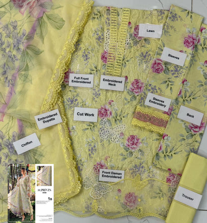 MARIA.B Premium 3PC Lawn & Chiffon Suit