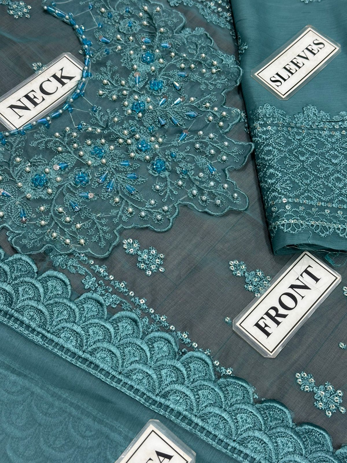 MAHNUR | AZURE – Unstitched Replica Chiffon Suit