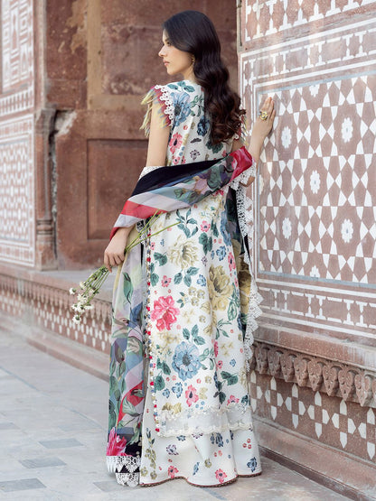 Bin Ilyas Lawn 3 Piece Suit with Chikankari Embroidery & Chiffon Dupatta