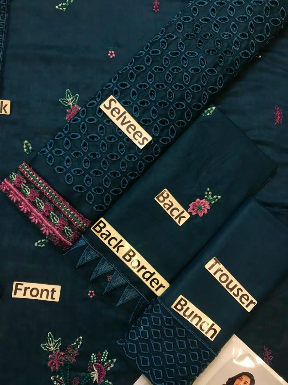 Ahmozi Iznik Lawn Unstitched 3 Piece Suit with Heavy Embroidery & Silk Digital Dupatta