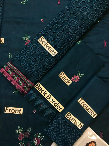Ahmozi Iznik Lawn Unstitched 3 Piece Suit with Heavy Embroidery & Silk Digital Dupatta